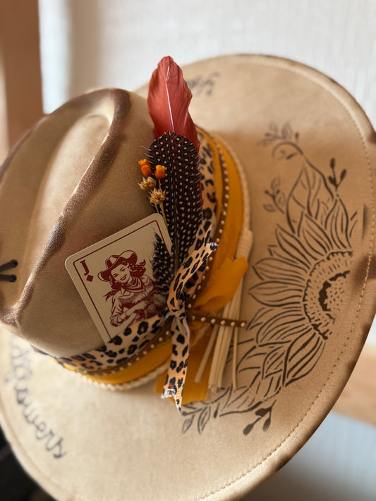 Sunflower/You Belong Amongst the Wildflowers Custom Wide Brim Hat