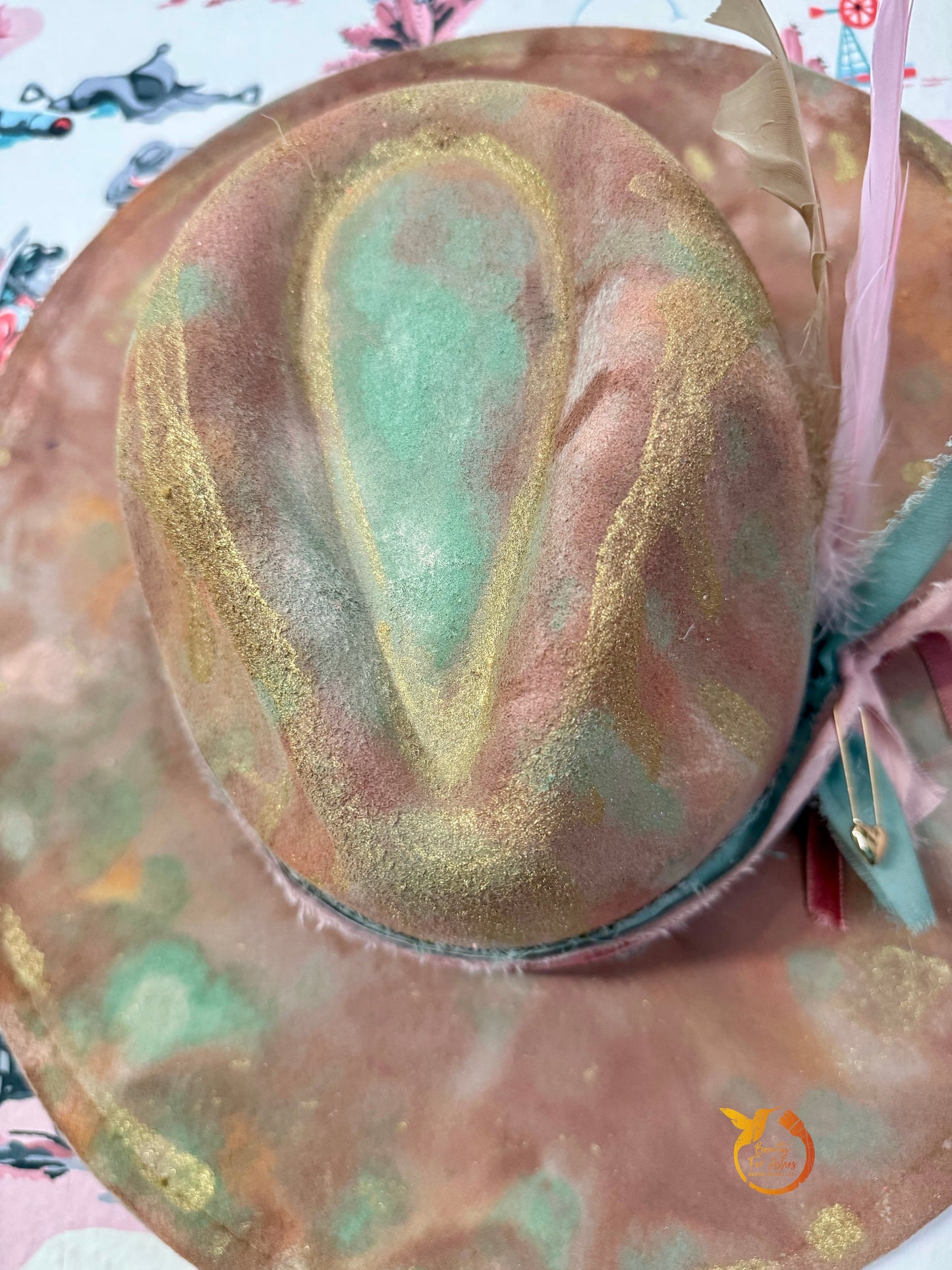 Pink, Mint, & Gold Hat