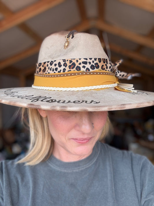 Sunflower/You Belong Amongst the Wildflowers Custom Wide Brim Hat