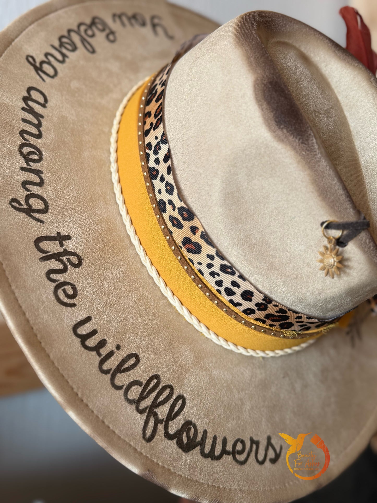 Sunflower/You Belong Amongst the Wildflowers Custom Wide Brim Hat