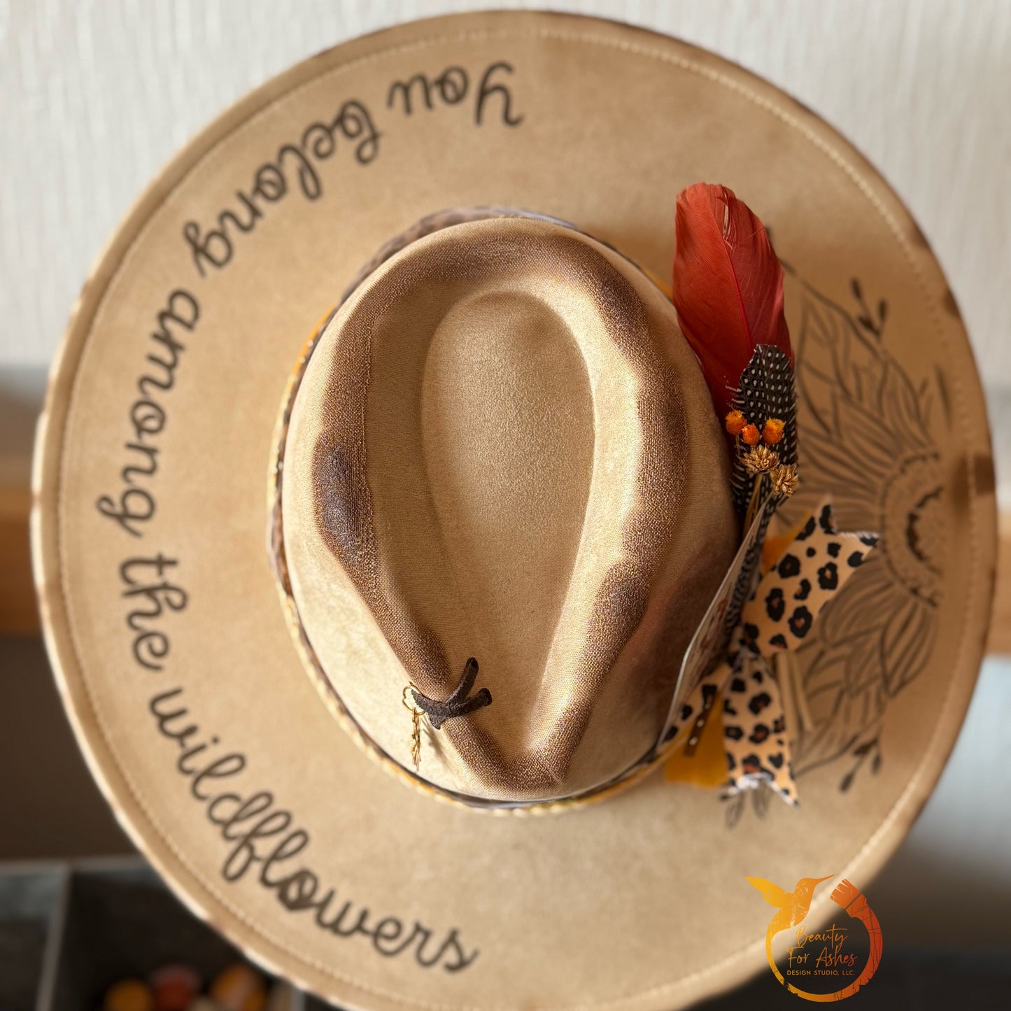 Sunflower/You Belong Amongst the Wildflowers Custom Wide Brim Hat