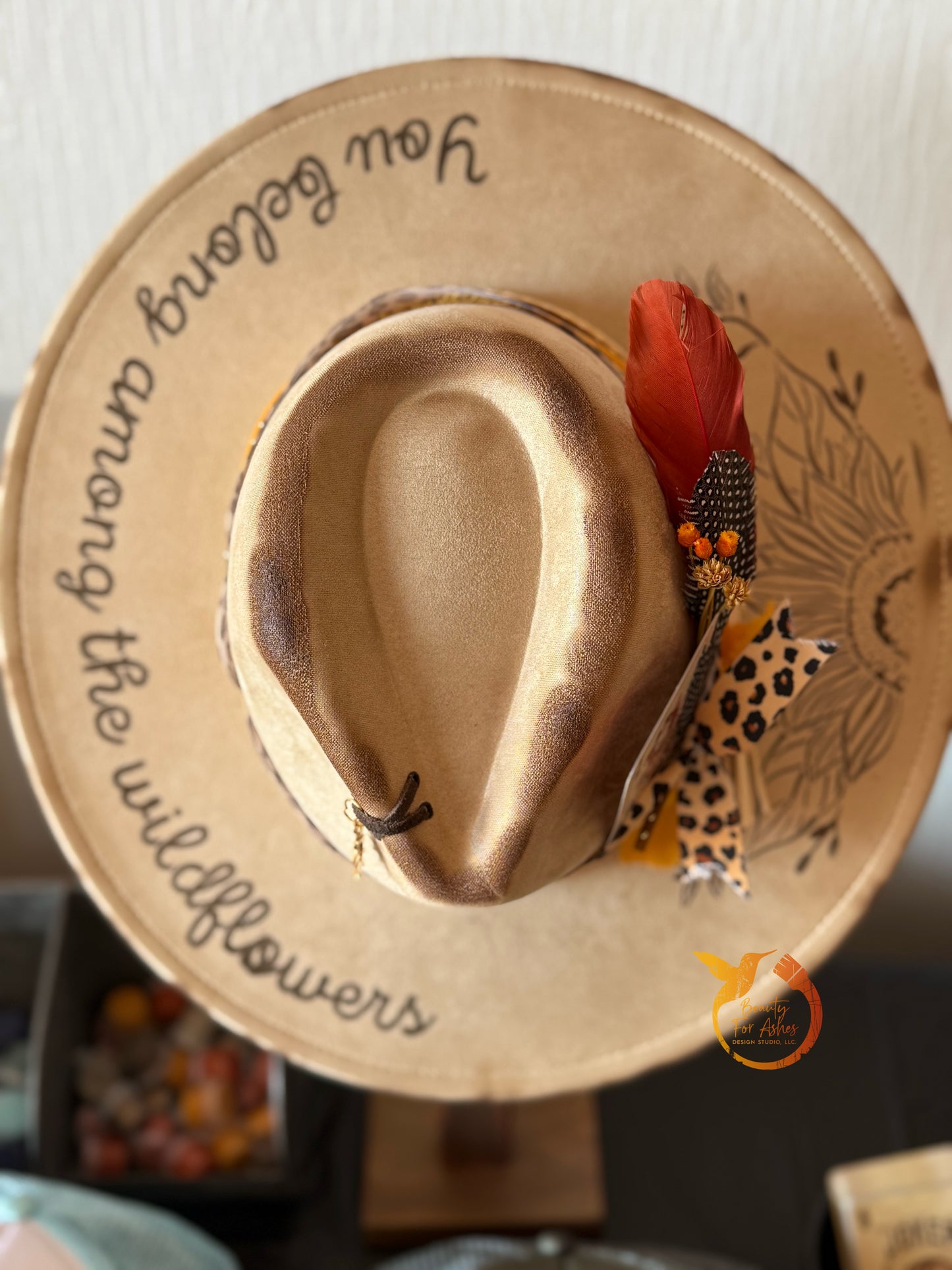 Sunflower/You Belong Amongst the Wildflowers Custom Wide Brim Hat