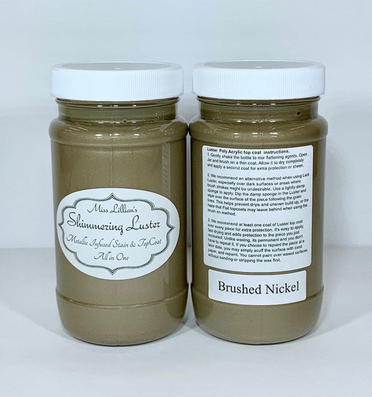 Miss Lillians Chock Paint Metallic Paints 8 Oz Sample Miss Lillian's Metallic Paint - Brushed Nickel